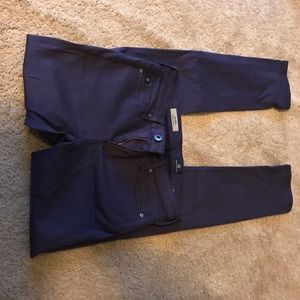 AG cigarette skinny leg pants in purple sateen